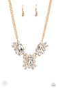 Statement Crystal Necklace in Gold - Exaggerated Elegance