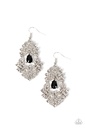 Party Dangle Earrings with White and Black Crystals - Sociable Sparkle