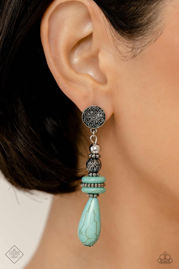 Western Jewelry Set with Turquoise Stone and Silver Frame - Fashion Fix - Clan
