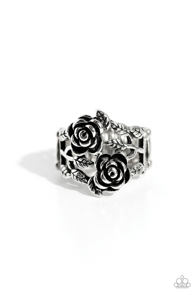 Inspirational Rose Stretch Ring in Silver with Adjustable Ring Band - Anything ROSE