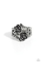 Inspirational Rose Stretch Ring in Silver with Adjustable Ring Band - Anything ROSE