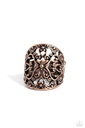 Inspirational Floral Stretch Ring in Copper with Adjustable Ring Band - Transfixed Treasure
