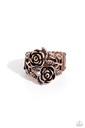 Inspirational Flower Stretch Ring in Copper with Adjustable Ring Band  - Anything ROSE