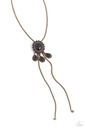 Earthy Bolo Necklace Brass with Natural Black Stone Western Style - Seize the Serenity