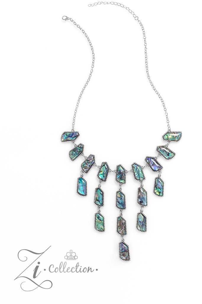 Abalone Shells Statement Ring Necklace in Silver Chain Zi Necklace - Reverie