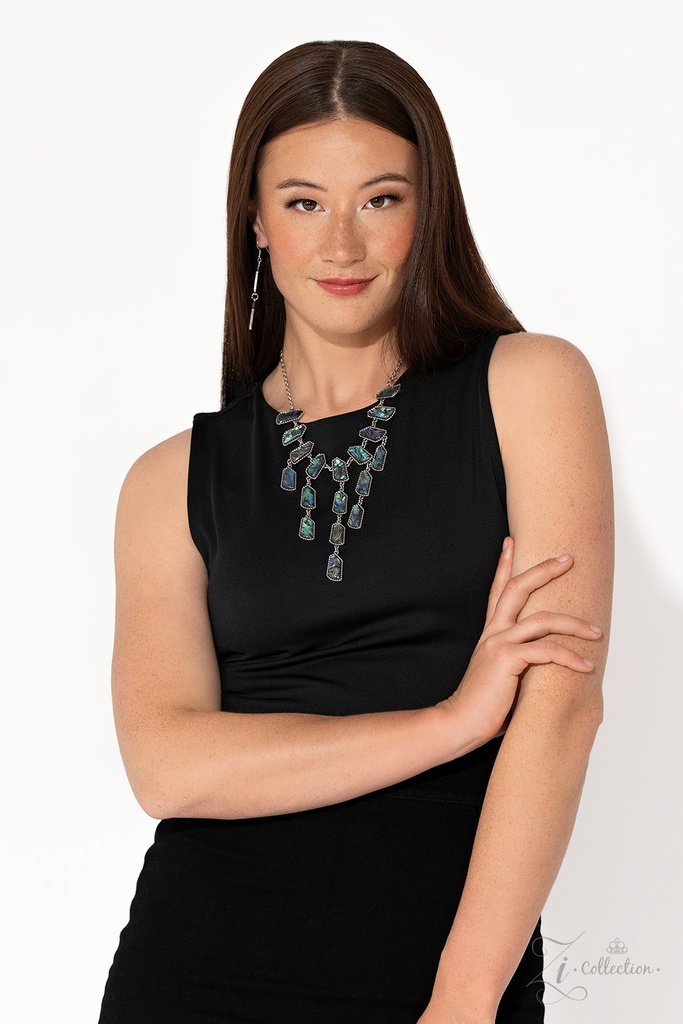 Abalone Shells Statement Ring Necklace in Silver Chain Zi Necklace - Reverie