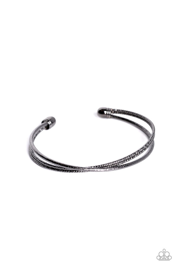 Black Minimalist Cuff Bracelet in Gunmetal - Coachella Curls