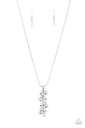 Vine Pendant with Crystals and White Pearls on Dainty Snake Chain in Silver - Pearls Before VINE
