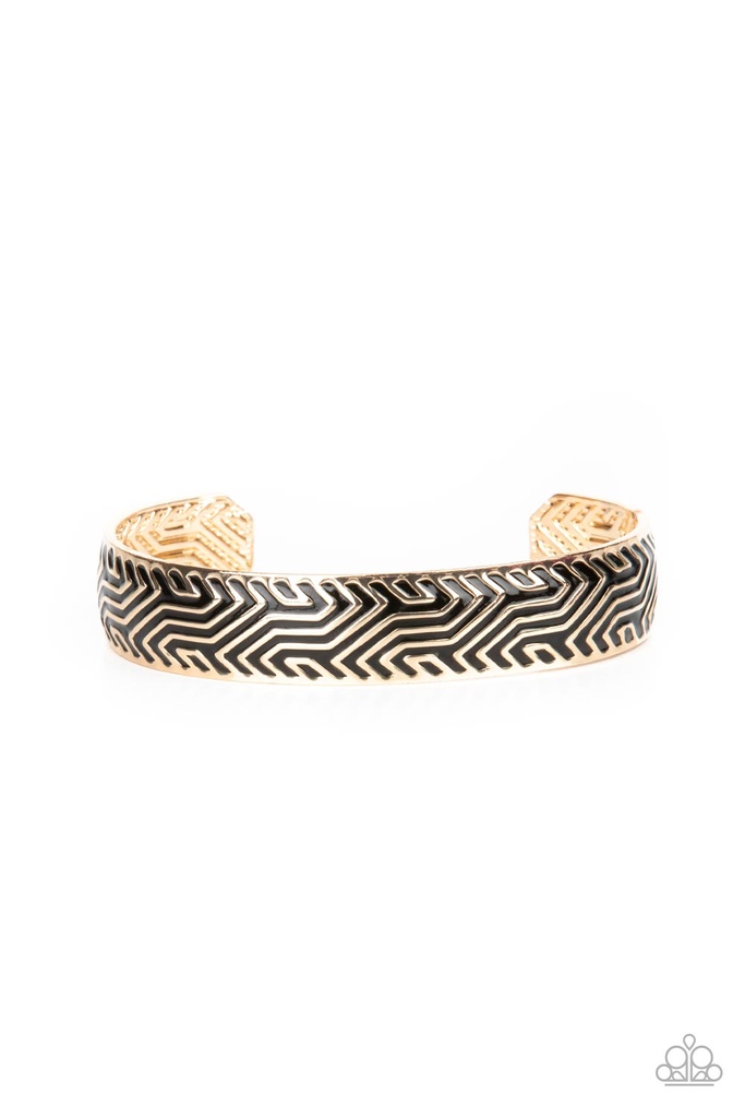 Tribal Cuff Bracelet in Gold and Black Accents - Relic Raider