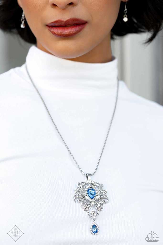 Chandelier Statement Jewelry Set Elegant Style with White and Blue Crystals - Fashion Fix - Majestic Elegance