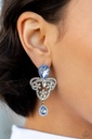 Chandelier Statement Jewelry Set Elegant Style with White and Blue Crystals - Fashion Fix - Majestic Elegance