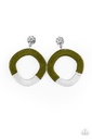 Thread Earrings in Green and White on Silver Post - That's a WRAPAROUND