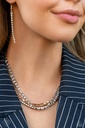 Layered Herringbone Jewelry Set in Gold and White Crystals - Fashion Fix - Square Treasure