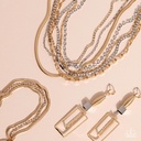 Layered Herringbone Jewelry Set in Gold and White Crystals - Fashion Fix - Square Treasure