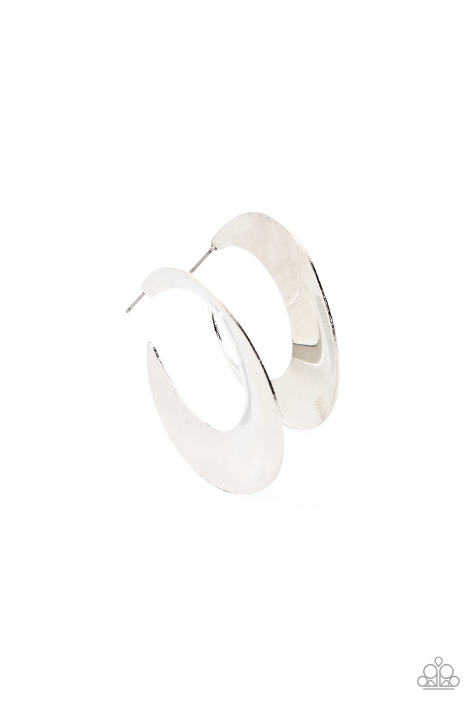 Edgy Silver Hoop Earrings - Power Curves