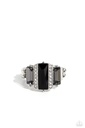 Elegant Black and White Stretch Ring with Crystals in Adjustable Silver Ring Band - ​A GLITZY Verdict