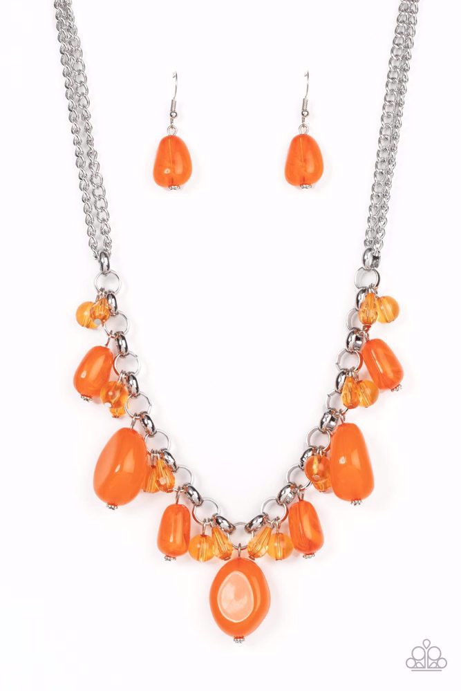 Statement Orange Necklace with Large Beads - Venetian Vacation