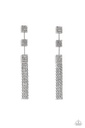 Long Post Earrings Elegant Fringe with Crystals on Gunmetal Frame - Fiercely Free-Falling