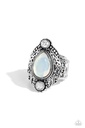 Open and White Crystal Stretch Ring in Silver Adjustable Ring Band - Mystical Mania