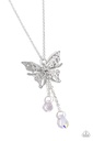 Butterfly Necklace 3D with Iridescent Beads on Dainty Silver Chain - Enchanted Wings
