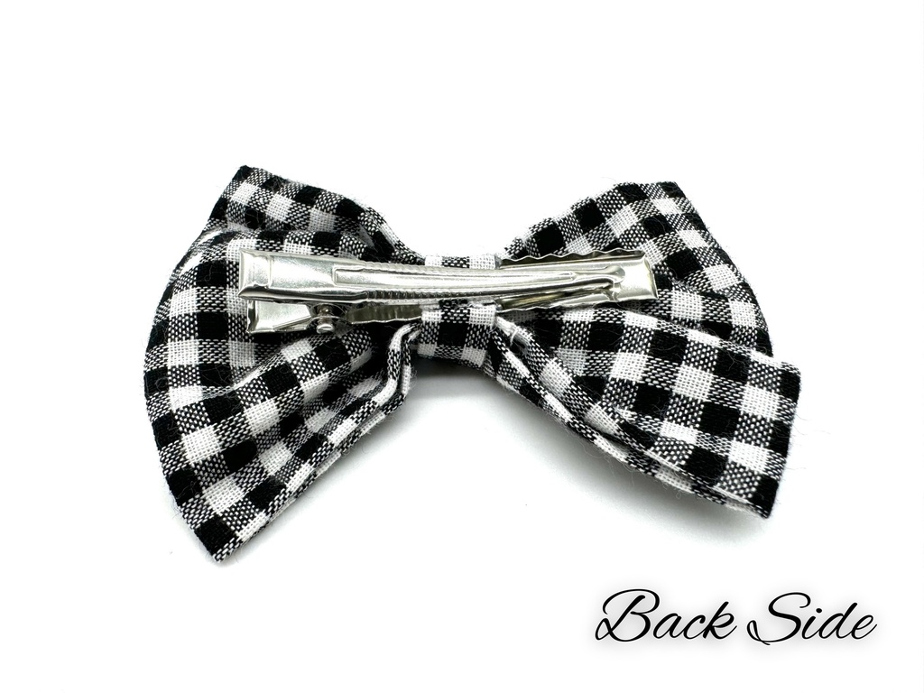 Black and White Gingham Hair Bow Clip - Gingham Grove