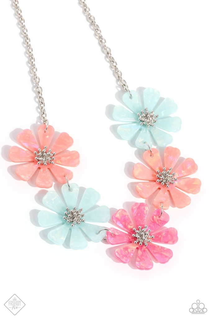 Acrylic Flower Jewelry Set in Pastel Colors and Silver Accents - Fashion Fix - Pastel Promenade