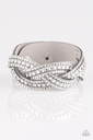 Braided Wrap Bracelet with Crystals and Gray Suede - Bring On The Bling