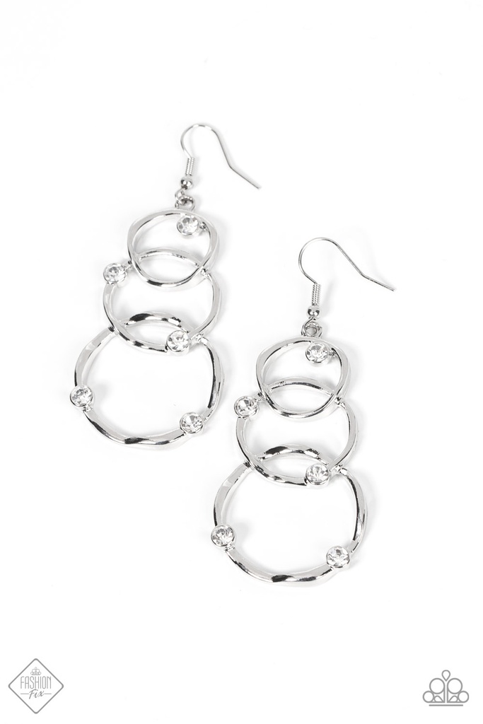Revolving Radiance - White Silver Earrings