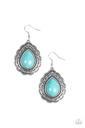 Mountain Mover - Blue Turquoise and Silver Teardrop Dangle Earrings