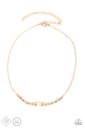 White Stone Choker Necklace with Gold Chain - Retro Rejuvenation