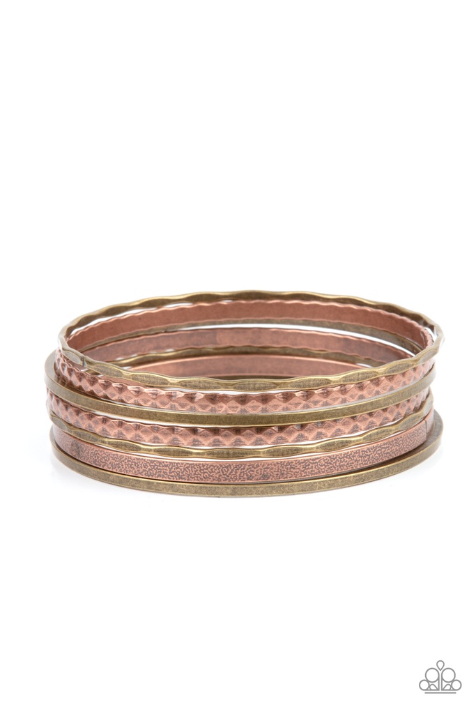 How Do You Stack Up? - Multi Mixed Metal Copper and Brass Bangle Stack Bracelet