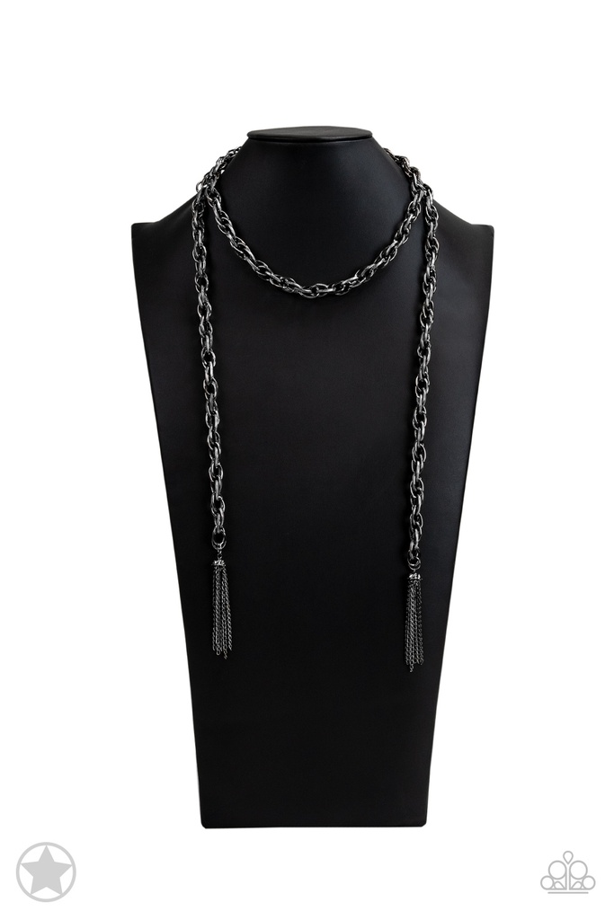SCARFed for Attention - Gunmetal Metal Scarf Necklace