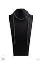 SCARFed for Attention - Gunmetal Metal Scarf Necklace