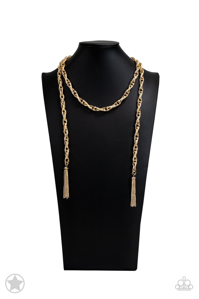 SCARFed for Attention - Gold Metal Scarf Necklace
