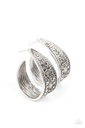 Small Silver Hoop Earrings with Embossed Design  - Marketplace Mixer