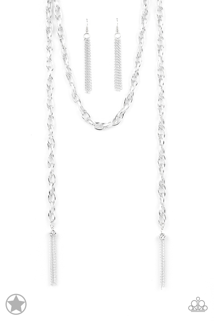 SCARFed for Attention - Silver Metal Scarf Necklace