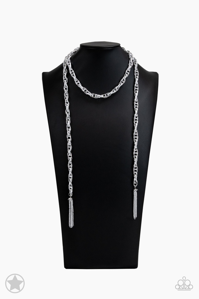 SCARFed for Attention - Silver Metal Scarf Necklace