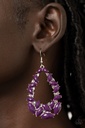 Purple Earrings with Beads in Teardrop Silver Dangle - Tenacious Treasure