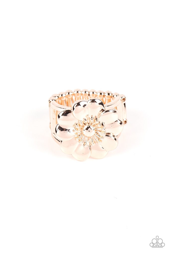 Flower Ring in Rose Gold with Stretch Ring Band- Floral Farmstead