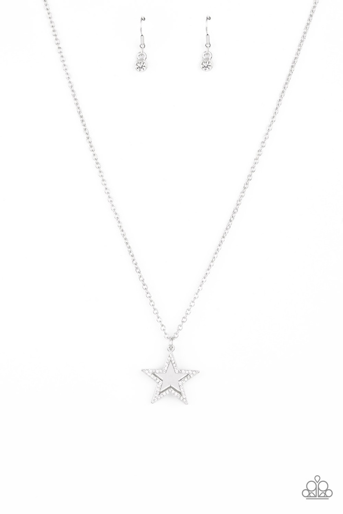 Star Necklace with Crystals and Star Pendant in Silver - American Anthem