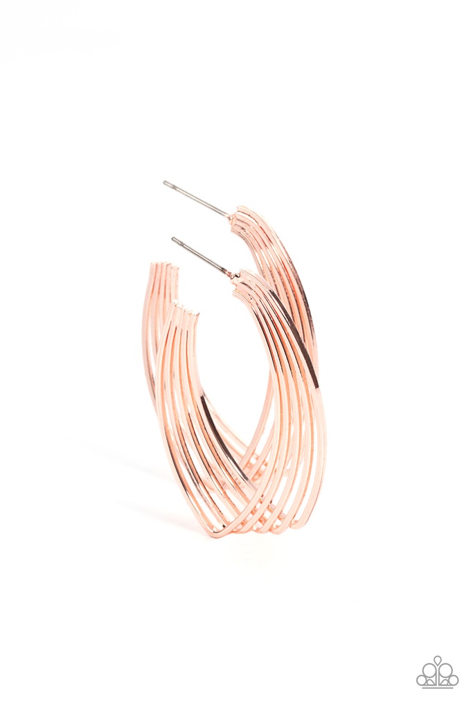 Rose Gold Earrings Small Hoops - Industrial Illusion