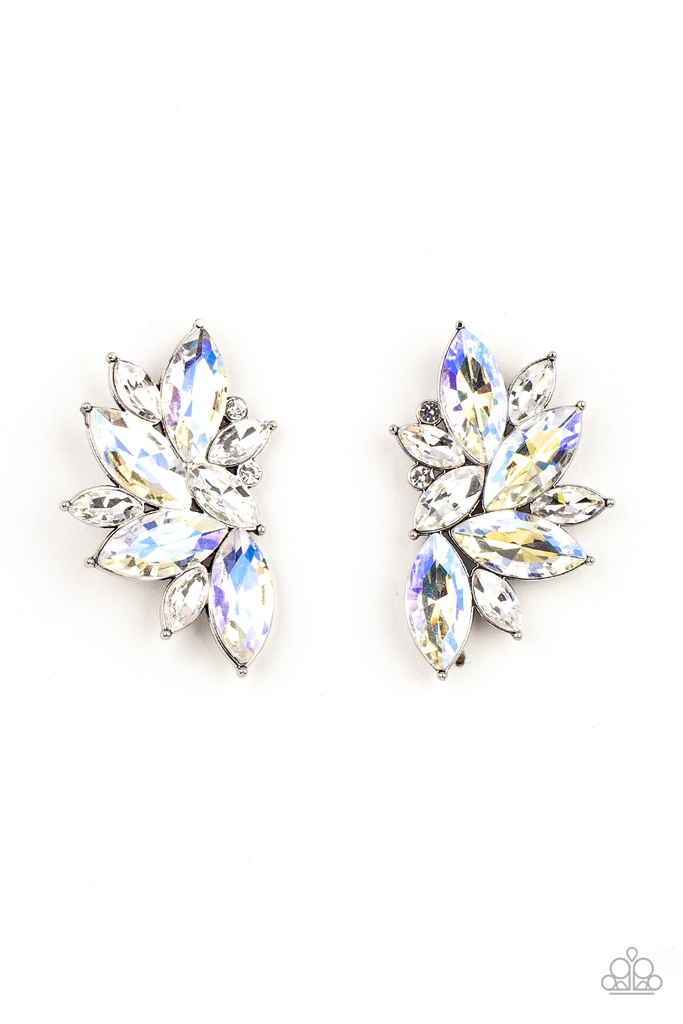 Post Earrings with Iridescent Crystals in Silver - Instant Iridescence