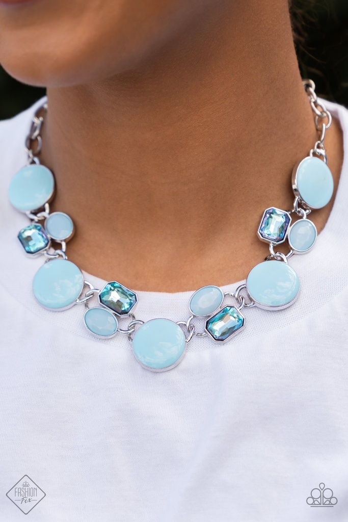Enamel Jewelry Set with Crystals - Fashion Fix - Pastel Blue Dazzle