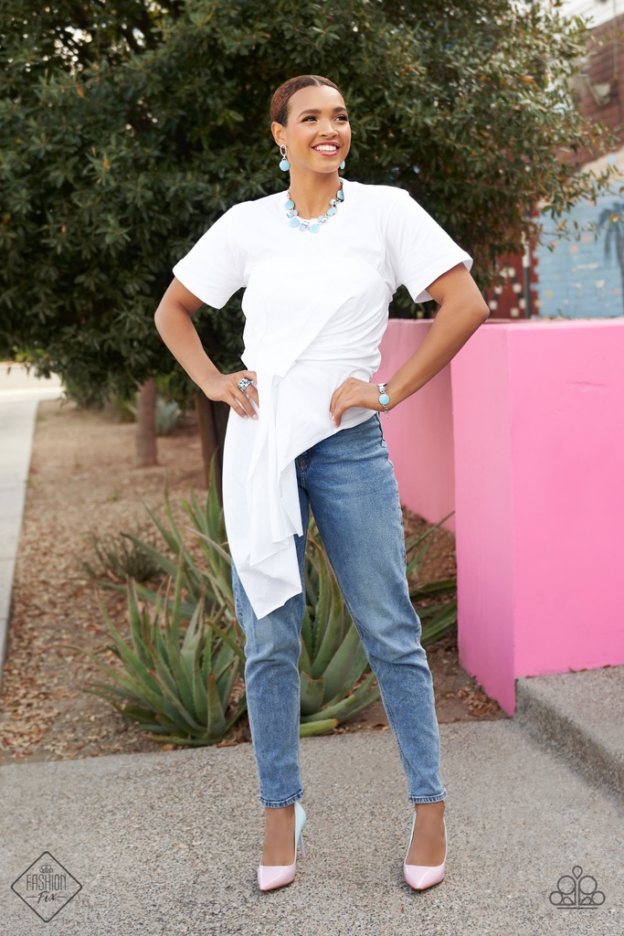 Enamel Jewelry Set with Crystals - Fashion Fix - Pastel Blue Dazzle