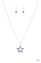 Star Necklace with Pendant with Crystals in Blue and Silver - American Anthem