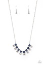 Blue Pearl Necklace with Crystals in Silver - Dashingly Duchess