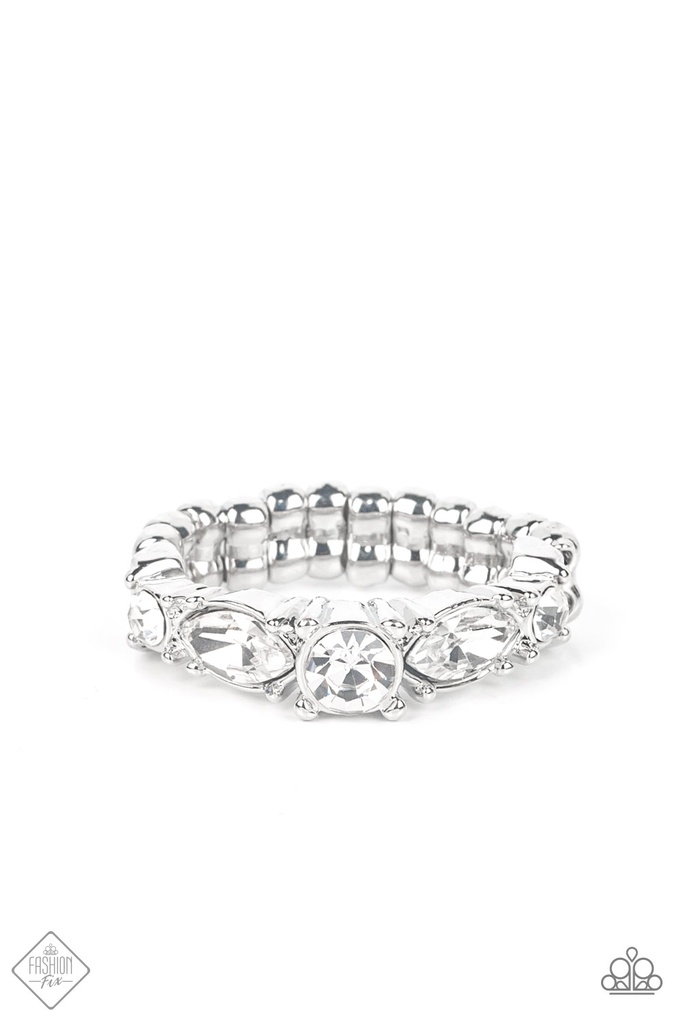 White and Silver Rhinestone Ring - Wedded Bliss