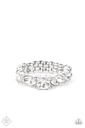 White and Silver Rhinestone Ring - Wedded Bliss