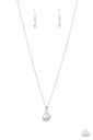 Flower Patch Fabulous - White Clear Crystal Silver Floral Cage Pendant Necklace