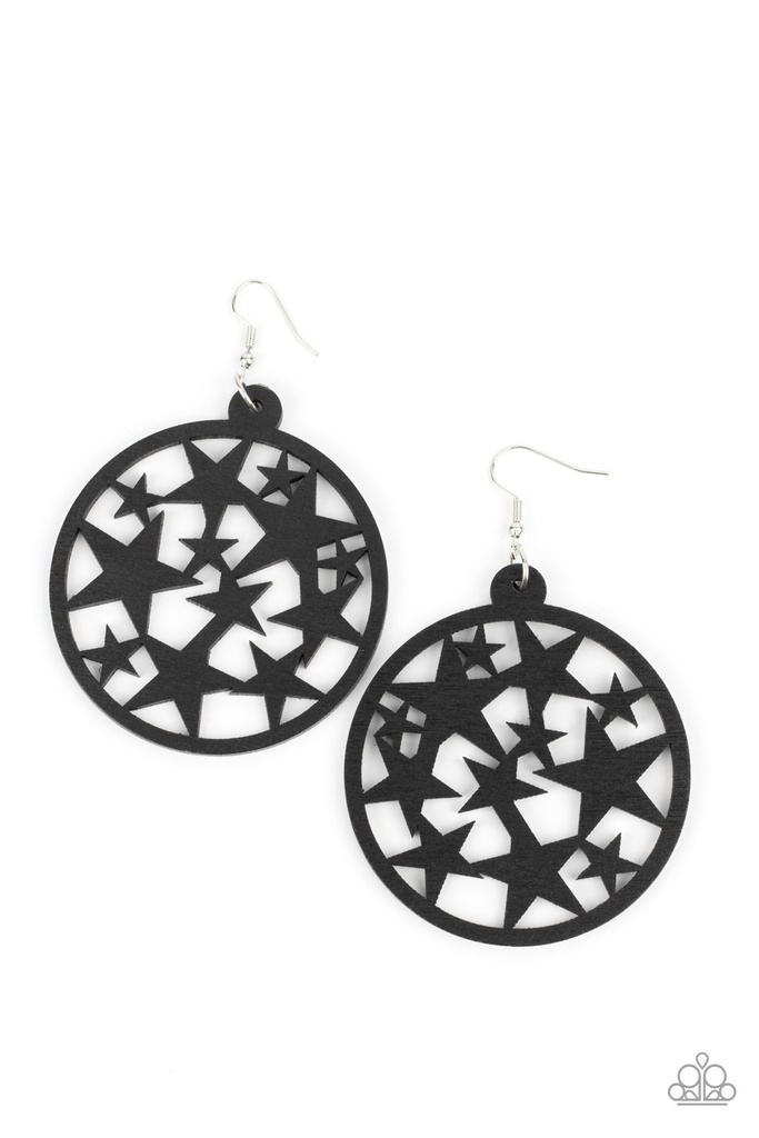 Black Stars Wood Earrings - Cosmic Paradise
